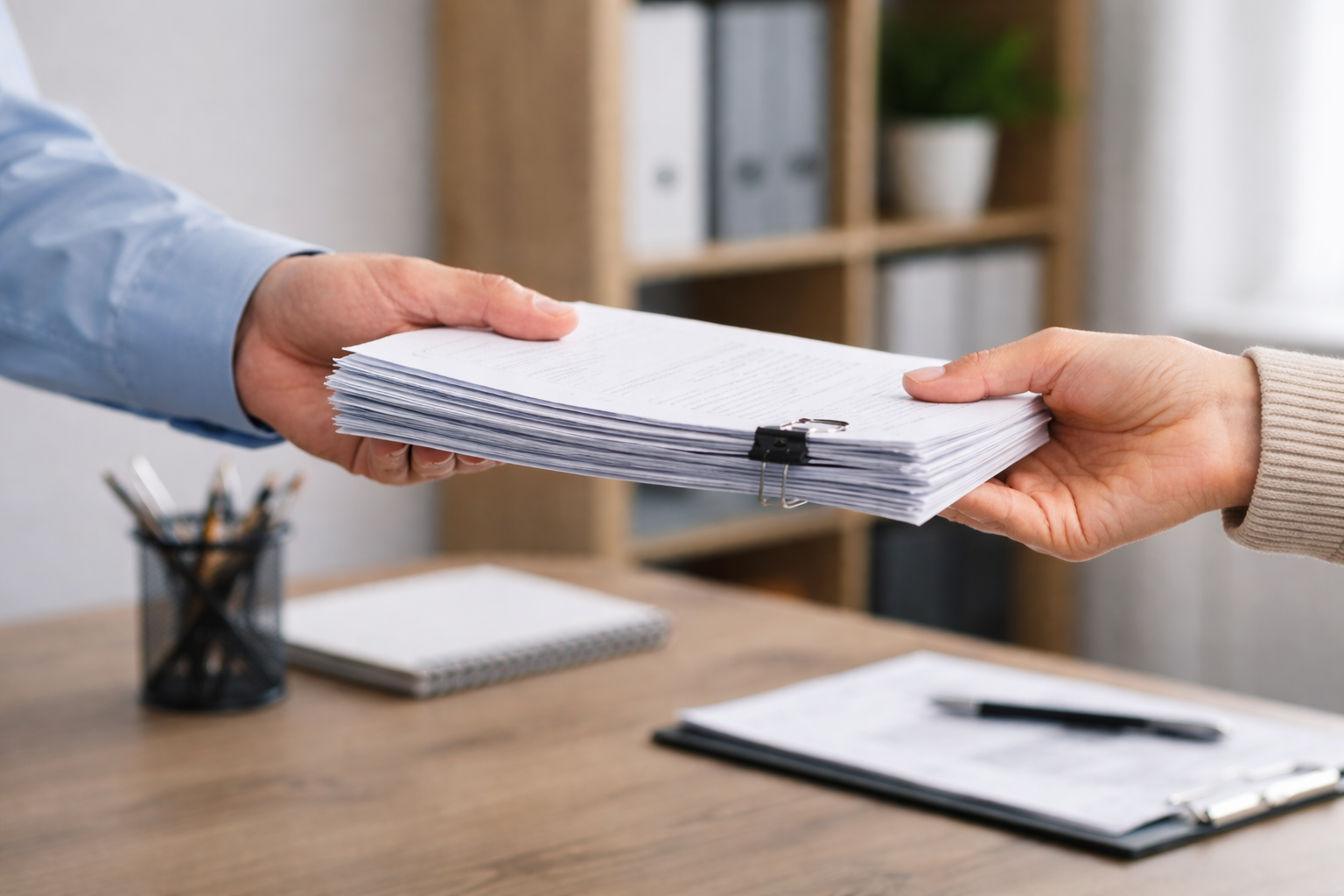Handing over documents