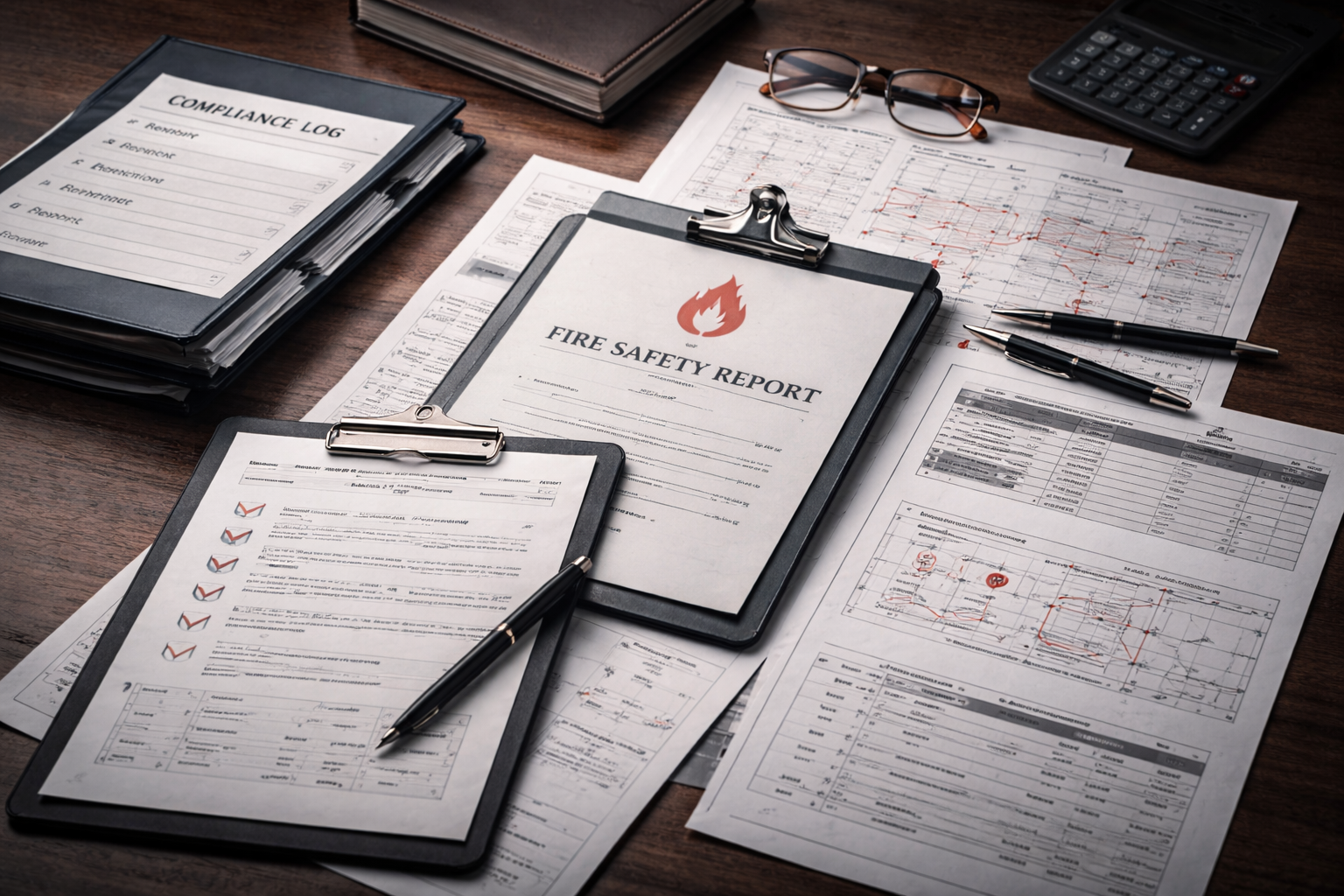 Diagram showing Overwatch coordinating communication between property managers, vendors, and fire marshals.